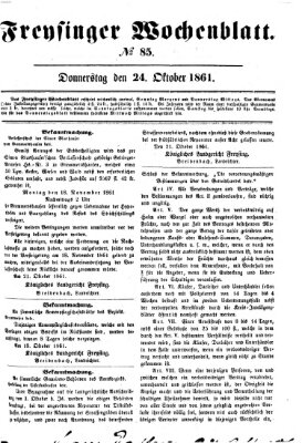 Freisinger Wochenblatt Donnerstag 24. Oktober 1861