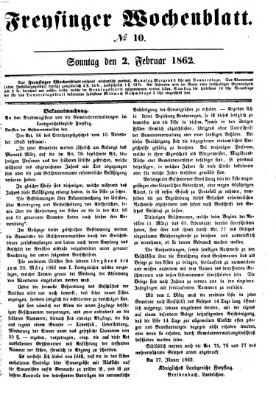 Freisinger Wochenblatt Sonntag 2. Februar 1862