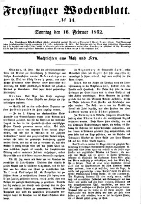 Freisinger Wochenblatt Sonntag 16. Februar 1862