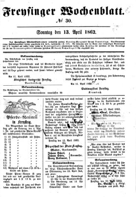 Freisinger Wochenblatt Sonntag 13. April 1862