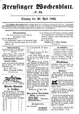 Freisinger Wochenblatt Sonntag 20. April 1862