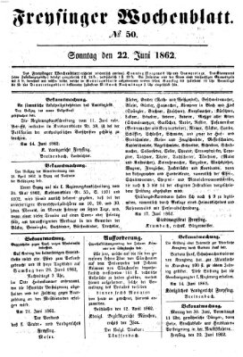Freisinger Wochenblatt Sonntag 22. Juni 1862