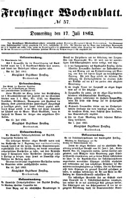 Freisinger Wochenblatt Donnerstag 17. Juli 1862