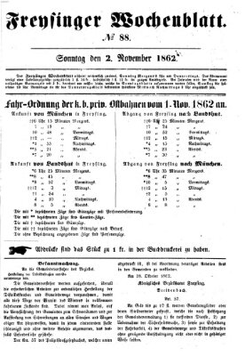 Freisinger Wochenblatt Sonntag 2. November 1862