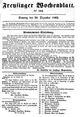 Freisinger Wochenblatt Sonntag 28. Dezember 1862