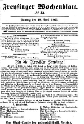 Freisinger Wochenblatt Sonntag 19. April 1863