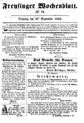 Freisinger Wochenblatt Sonntag 27. September 1863