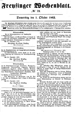 Freisinger Wochenblatt Donnerstag 1. Oktober 1863