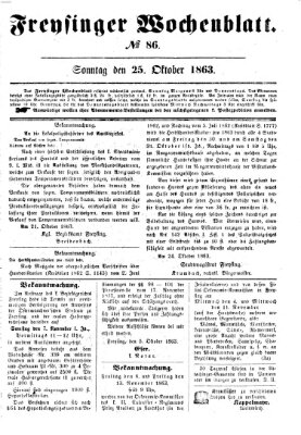 Freisinger Wochenblatt Sonntag 25. Oktober 1863