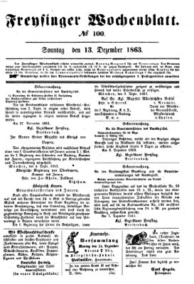 Freisinger Wochenblatt Sonntag 13. Dezember 1863