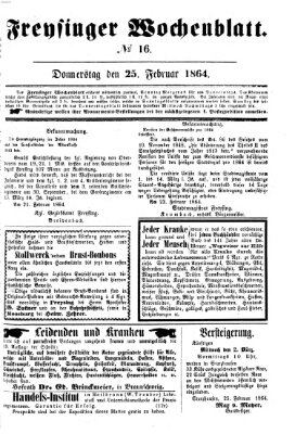Freisinger Wochenblatt Donnerstag 25. Februar 1864