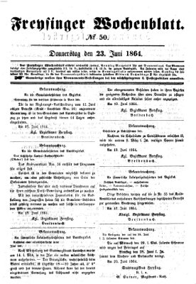 Freisinger Wochenblatt Donnerstag 23. Juni 1864