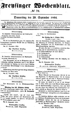 Freisinger Wochenblatt Donnerstag 29. September 1864
