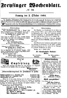 Freisinger Wochenblatt Sonntag 2. Oktober 1864