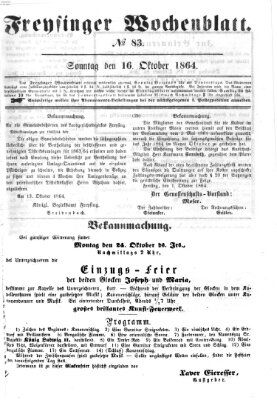 Freisinger Wochenblatt Sonntag 16. Oktober 1864