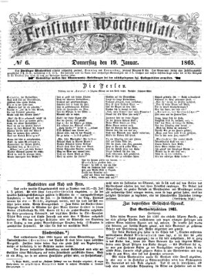Freisinger Wochenblatt Donnerstag 19. Januar 1865
