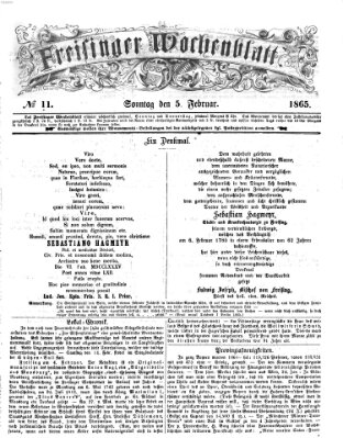 Freisinger Wochenblatt Sonntag 5. Februar 1865