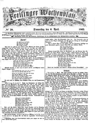 Freisinger Wochenblatt Donnerstag 6. April 1865