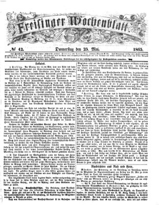 Freisinger Wochenblatt Donnerstag 25. Mai 1865