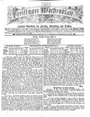 Freisinger Wochenblatt Mittwoch 3. Januar 1866