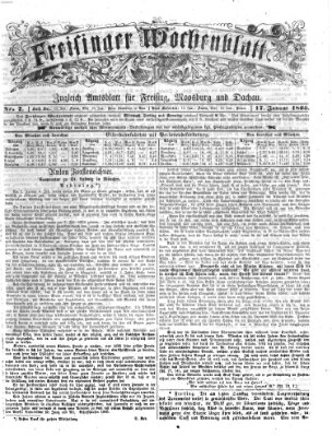 Freisinger Wochenblatt Mittwoch 17. Januar 1866