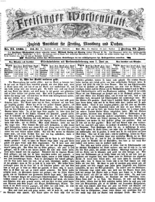 Freisinger Wochenblatt Freitag 22. Juni 1866