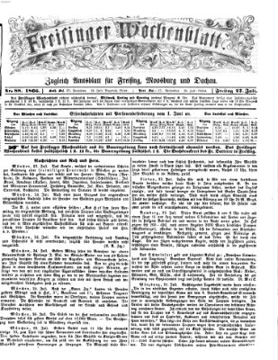 Freisinger Wochenblatt Freitag 27. Juli 1866