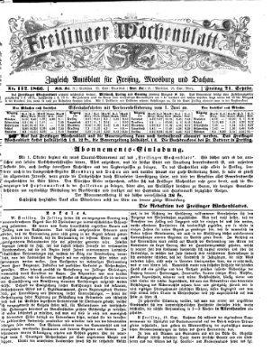 Freisinger Wochenblatt Freitag 21. September 1866