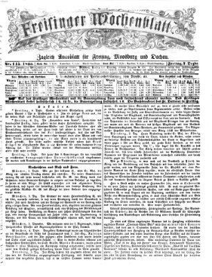 Freisinger Wochenblatt Freitag 7. Dezember 1866