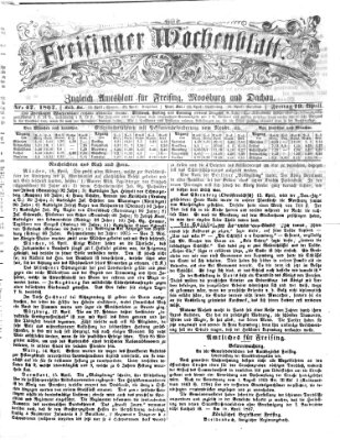Freisinger Wochenblatt Freitag 19. April 1867