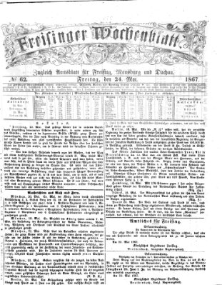Freisinger Wochenblatt Freitag 24. Mai 1867