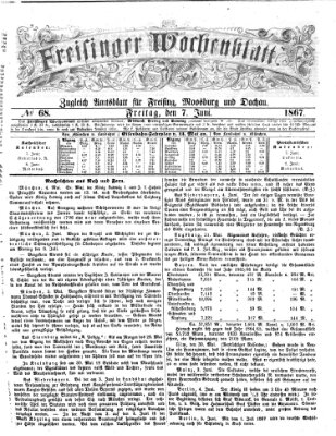 Freisinger Wochenblatt Freitag 7. Juni 1867