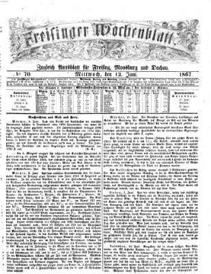 Freisinger Wochenblatt Mittwoch 12. Juni 1867