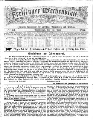 Freisinger Wochenblatt Mittwoch 19. Juni 1867