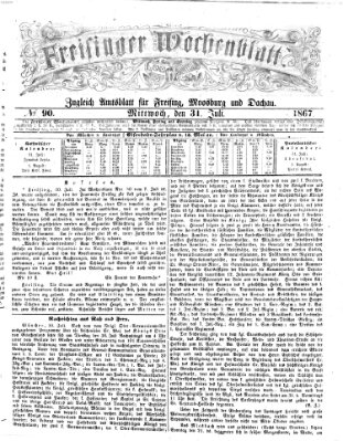 Freisinger Wochenblatt Mittwoch 31. Juli 1867