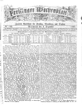 Freisinger Wochenblatt Mittwoch 4. Dezember 1867