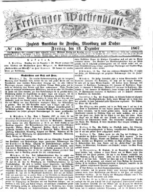 Freisinger Wochenblatt Freitag 13. Dezember 1867