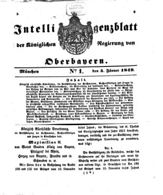 Intelligenzblatt der Königlichen Regierung von Oberbayern (Münchner Intelligenzblatt) Freitag 5. Januar 1849