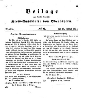 Königlich-bayerisches Kreis-Amtsblatt von Oberbayern (Münchner Intelligenzblatt) Freitag 10. Februar 1854