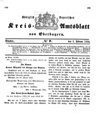 Königlich-bayerisches Kreis-Amtsblatt von Oberbayern (Münchner Intelligenzblatt) Freitag 3. Februar 1854