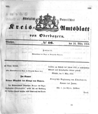 Königlich-bayerisches Kreis-Amtsblatt von Oberbayern (Münchner Intelligenzblatt) Freitag 24. März 1854