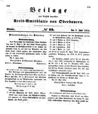 Königlich-bayerisches Kreis-Amtsblatt von Oberbayern (Münchner Intelligenzblatt) Freitag 9. Juni 1854