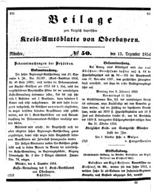 Königlich-bayerisches Kreis-Amtsblatt von Oberbayern (Münchner Intelligenzblatt) Freitag 15. Dezember 1854