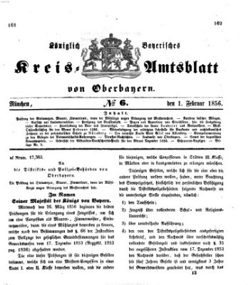 Königlich-bayerisches Kreis-Amtsblatt von Oberbayern (Münchner Intelligenzblatt) Freitag 1. Februar 1856