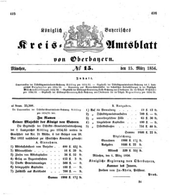 Königlich-bayerisches Kreis-Amtsblatt von Oberbayern (Münchner Intelligenzblatt) Samstag 15. März 1856