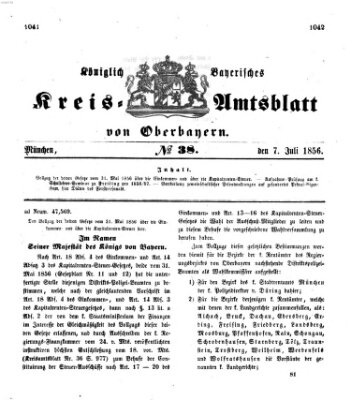 Königlich-bayerisches Kreis-Amtsblatt von Oberbayern (Münchner Intelligenzblatt) Montag 7. Juli 1856