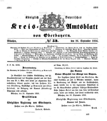 Königlich-bayerisches Kreis-Amtsblatt von Oberbayern (Münchner Intelligenzblatt) Freitag 26. September 1856