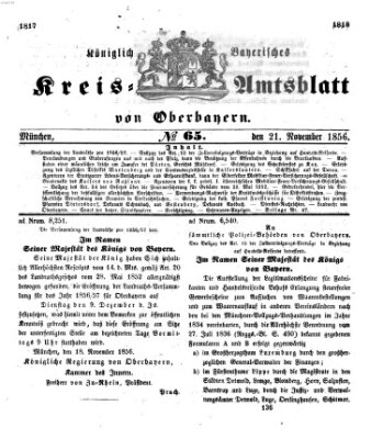 Königlich-bayerisches Kreis-Amtsblatt von Oberbayern (Münchner Intelligenzblatt) Freitag 21. November 1856