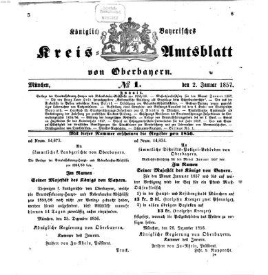 Königlich-bayerisches Kreis-Amtsblatt von Oberbayern (Münchner Intelligenzblatt) Freitag 2. Januar 1857