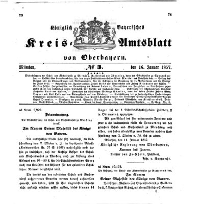 Königlich-bayerisches Kreis-Amtsblatt von Oberbayern (Münchner Intelligenzblatt) Freitag 16. Januar 1857
